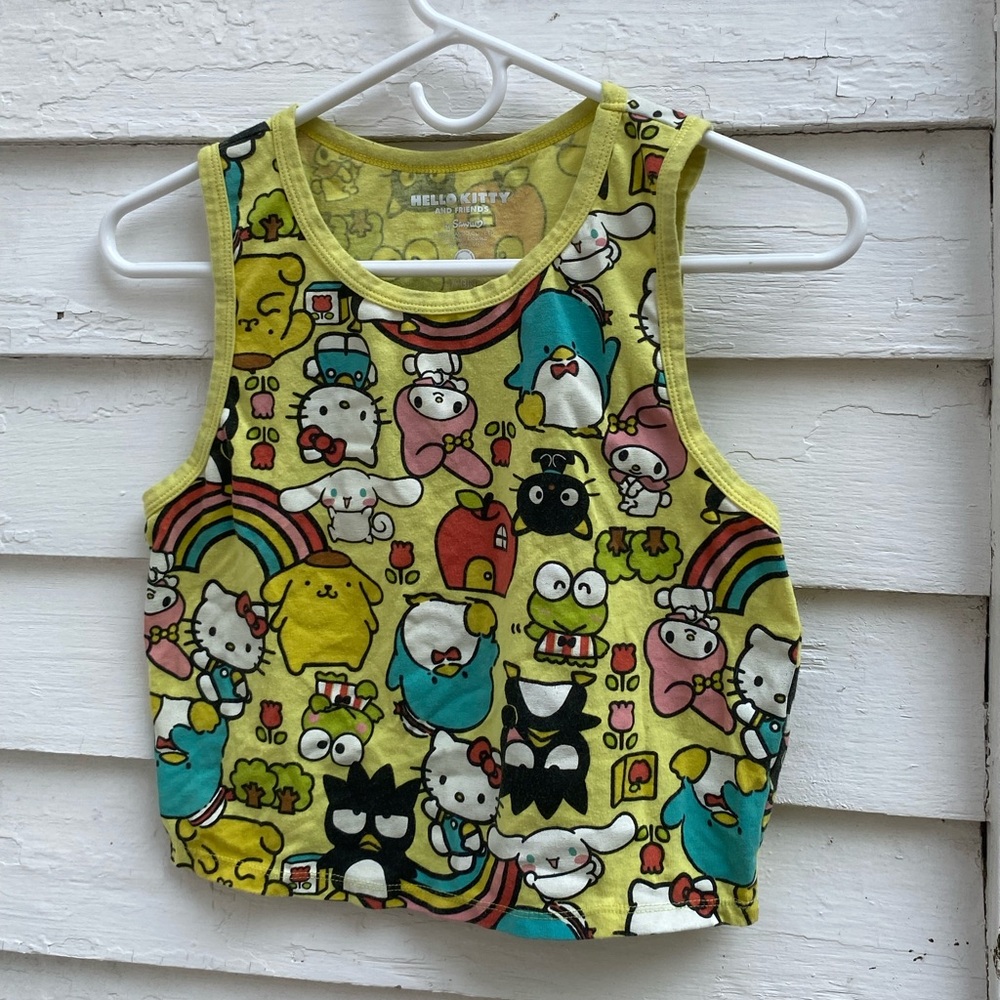 Hello Kitty Bright Yellow Collorful Fun Cartoon Tank Top Kids Large